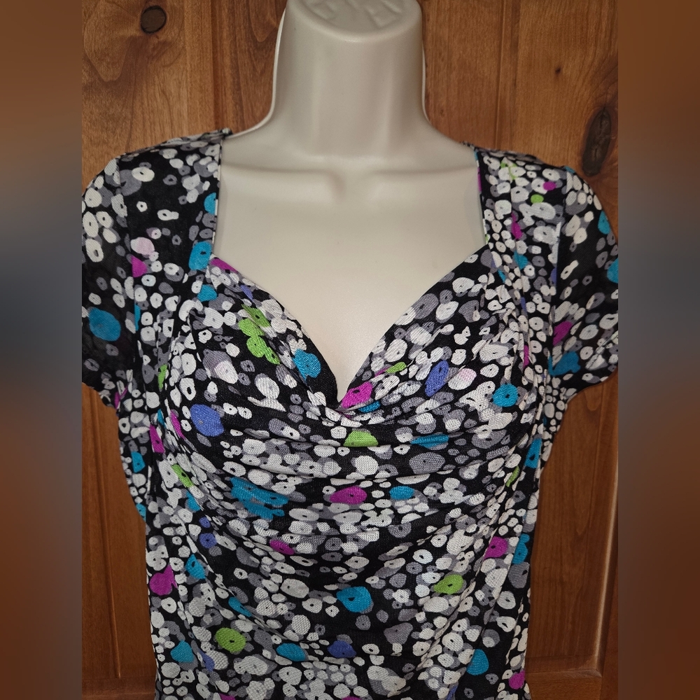 Cable‎ & Gauge Black  Cowl Neck Top with Multicolor Accents - Picture 2 of 8